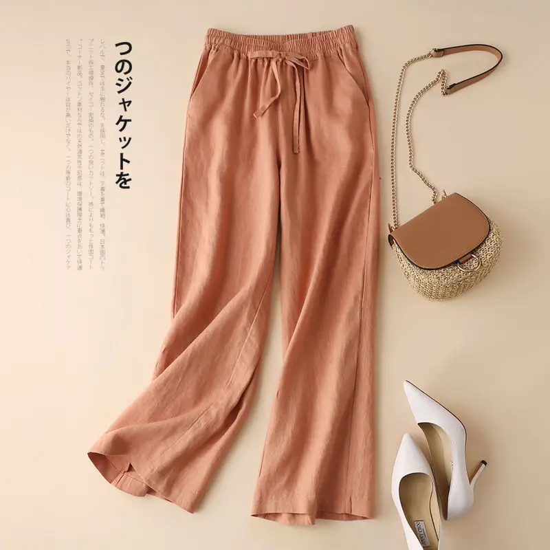 Orange Solid Casual Elastic High Waist Cotton Linen Women's Pants Korean Fashion Straight Ankle-Length Pants For Women 2024
Orange Solid Casual Elastic High Waist Cotton Linen Women's Pants Korean Fashion Straight Ankle-Length Pants For Women 2024