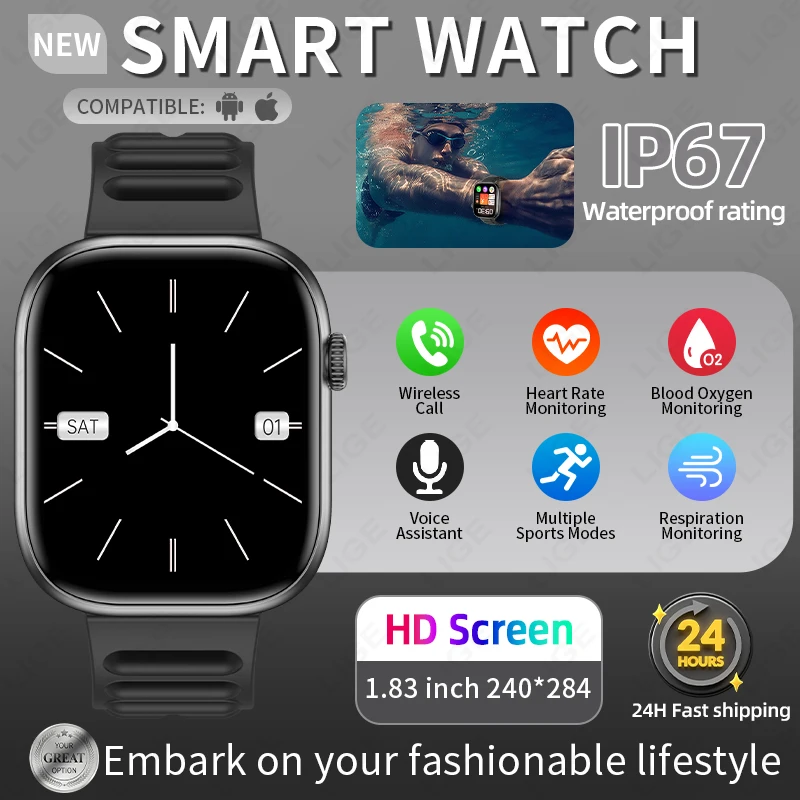 LIGE Fashion Smart Watch Man 1.83” HD Screen Custom Watch Face Women’s Health Monitor Watch Bluetooth Call Sports Smartwatches
LIGE Fashion Smart Watch Man 1.83” HD Screen Custom Watch Face Women’s Health Monitor Watch Bluetooth Call Sports Smartwatches