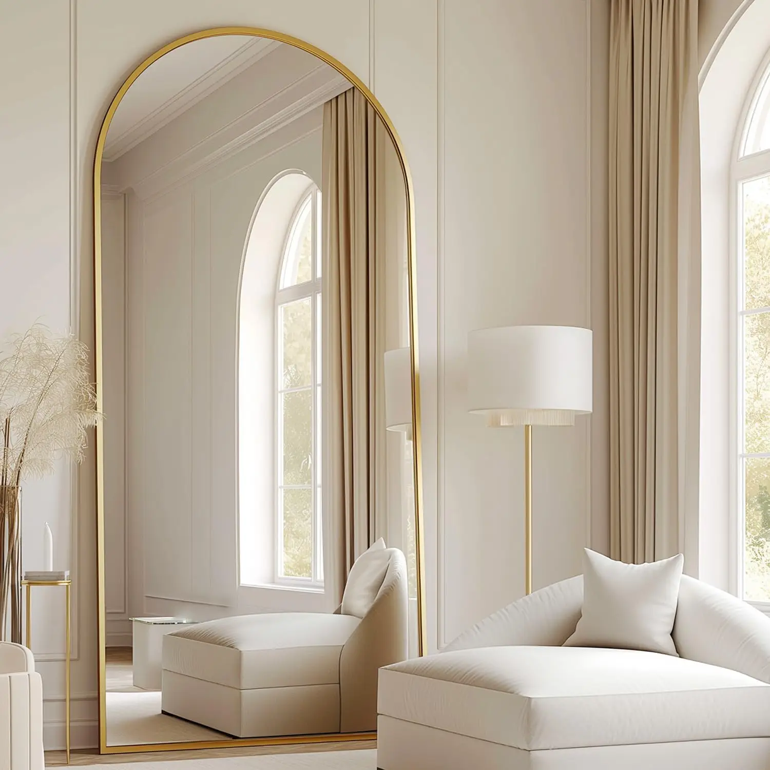 Arched Full Length Mirror 70"x26" Free Standing Floor Mirror Modern Full Body Mirror with Stand Gold
Arched Full Length Mirror 70"x26" Free Standing Floor Mirror Modern Full Body Mirror with Stand Gold
