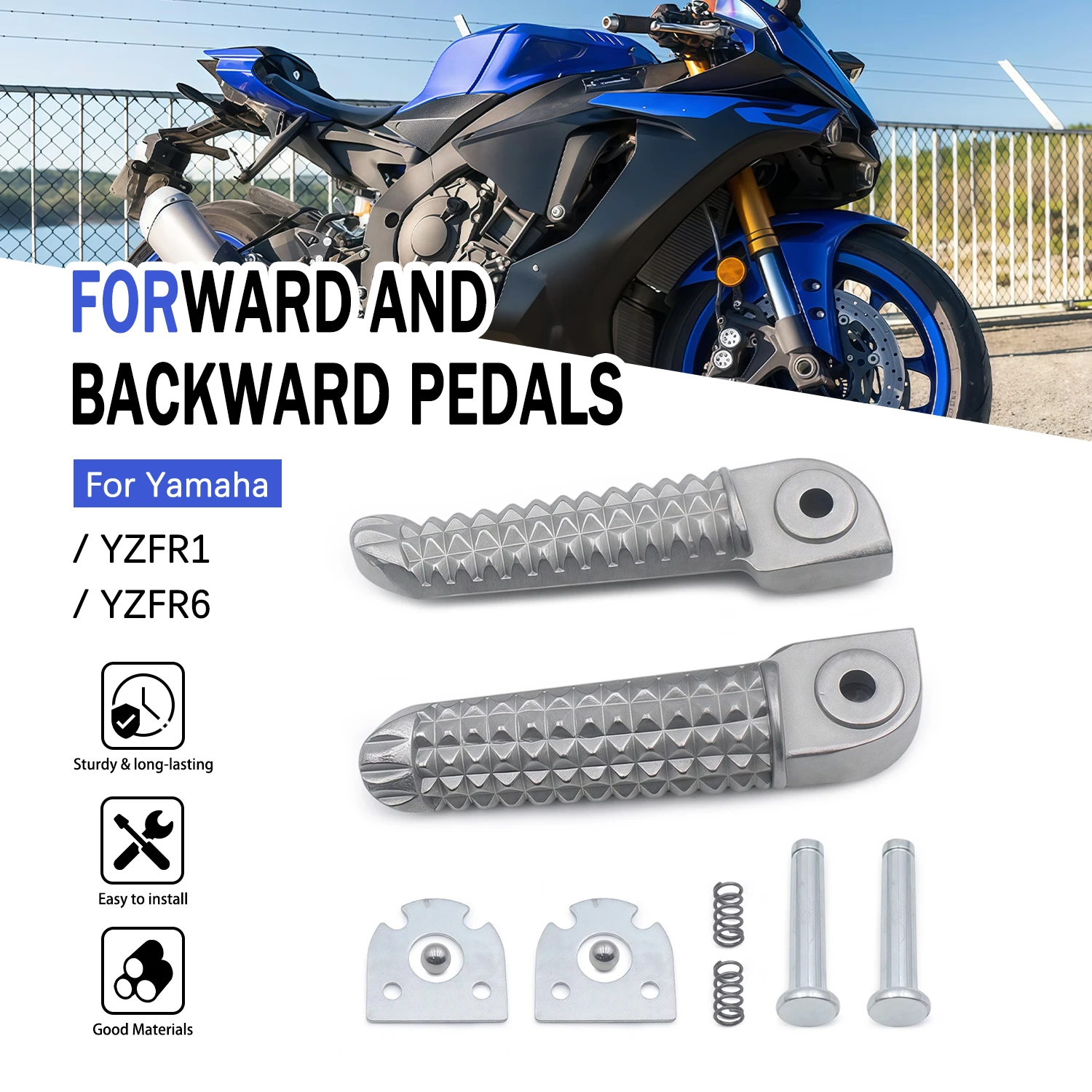 Motorcycle Accessories Front Rear Footrests Foot pegs For YAMAHA YZF R1 2002-2008 2009 2010 2011 YZF R6 2003-2009 2010 2011 2012
Motorcycle Accessories Front Rear Footrests Foot pegs For YAMAHA YZF R1 2002-2008 2009 2010 2011 YZF R6 2003-2009 2010 2011 2012
