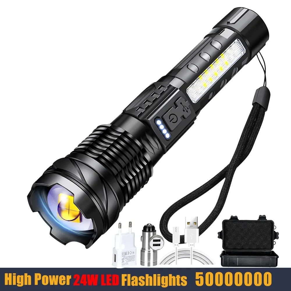 High Strong Power 24w Led Flashlights 50000000 Tactical Light Emergency Spotlights Telescopic Jetbeam1km 18650 Built-in Battery
High Strong Power 24w Led Flashlights 50000000 Tactical Light Emergency Spotlights Telescopic Jetbeam1km 18650 Built-in Battery