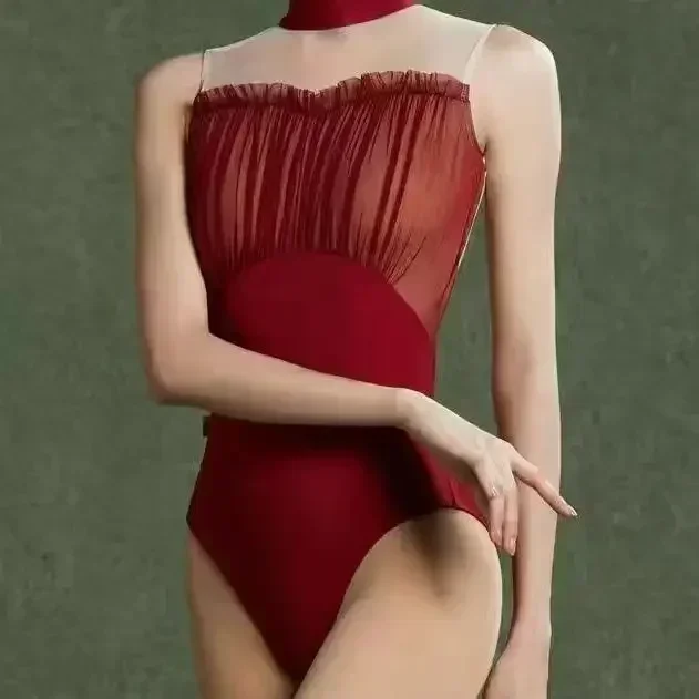 Женские балетные трико без рукавов с воротником-стойкой, сетчатый купальник с оборками, полый купальник для взрослых девочек, боди для танцев на пилоне, купальный костюм
Женские балетные трико без рукавов с воротником-стойкой, сетчатый купальник с оборками, полый купальник для взрослых девочек, боди для танцев на пилоне, купальный костюм