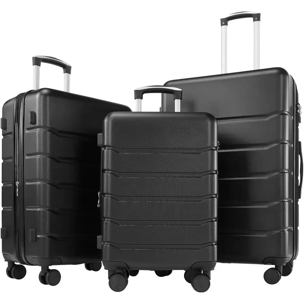 3-Piece Hard Shell Spinner Suitcase Set, Expandable & Lightweight, TSA Lock, Black (20/24/28 Inch)
3-Piece Hard Shell Spinner Suitcase Set, Expandable & Lightweight, TSA Lock, Black (20/24/28 Inch)