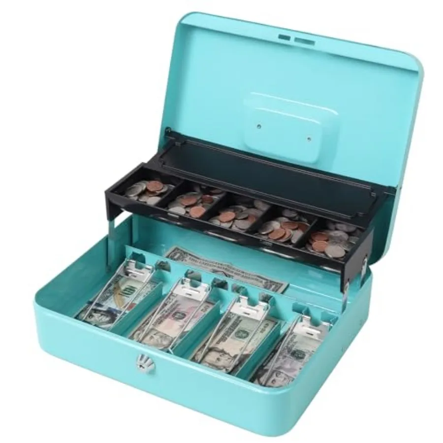 Locking Metal Cash Box with Coin Lid, 11.8L x 9.5W x 3.5H Inch, Safe Money Box with Key Lock,,SM-CB0519LB
Locking Metal Cash Box with Coin Lid, 11.8L x 9.5W x 3.5H Inch, Safe Money Box with Key Lock,,SM-CB0519LB