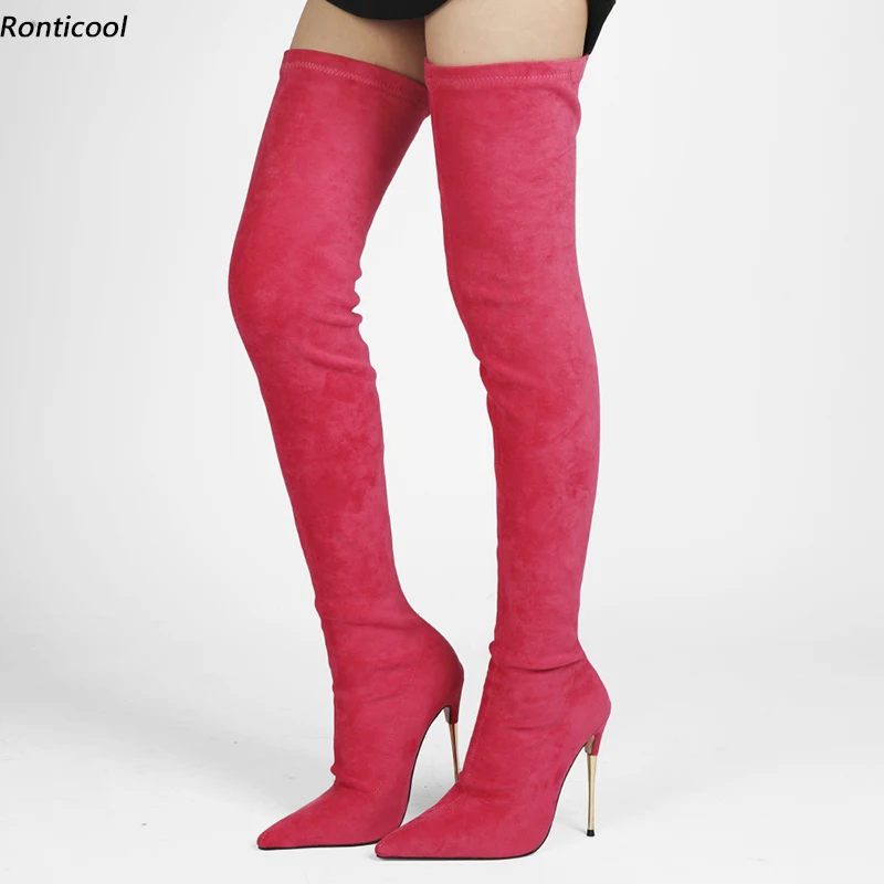 Ronticool New Women Spring Thigh High Flexible Boots Slip On Metal Heel Pointed Toe Fuchsia Purple Party Shoes Us Size 5-13
Ronticool New Women Spring Thigh High Flexible Boots Slip On Metal Heel Pointed Toe Fuchsia Purple Party Shoes Us Size 5-13