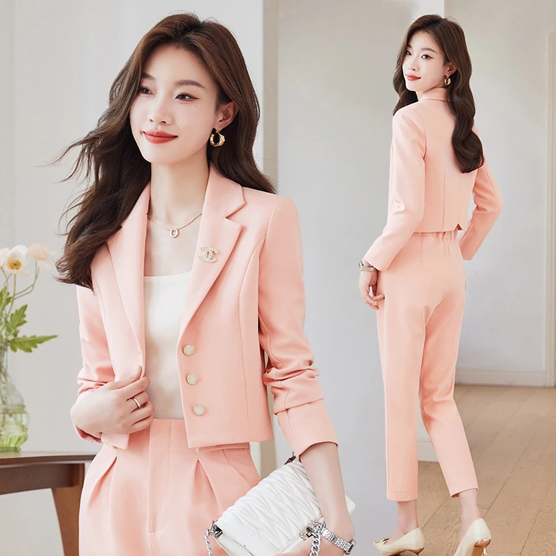 Autumn short professional suit for women, beauty salon host formal dress set, elegant two-piece workwear
Autumn short professional suit for women, beauty salon host formal dress set, elegant two-piece workwear