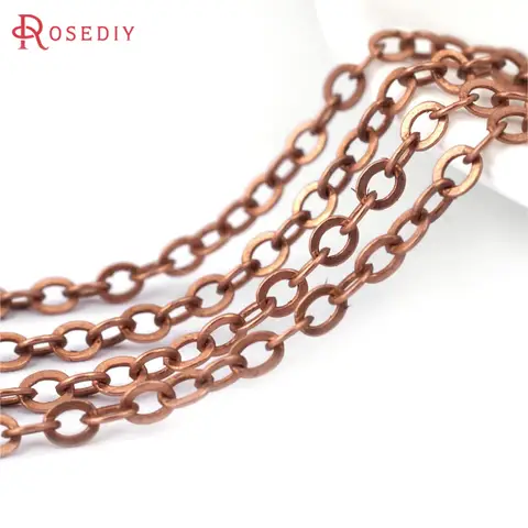 5 Meters Chain width 1MM 1.5MM 2MM 2.8MM Copper Flat Oval Shape Chains Oval Link Necklace Chain Diy Jewelry Accessories