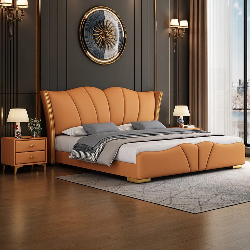Bedroom Luxury Headboard Double Bed Throne Nordic Pretty King Size Frame Double Bed Hotel House Muebles Postmodern Furniture
Bedroom Luxury Headboard Double Bed Throne Nordic Pretty King Size Frame Double Bed Hotel House Muebles Postmodern Furniture