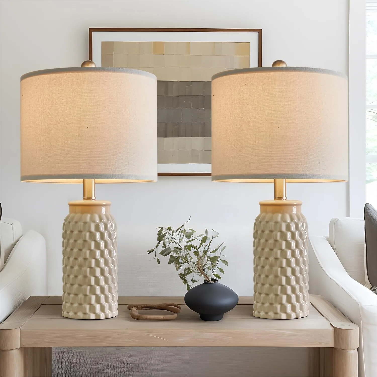 20.5 Inch Ceramic Table Lamps Set Of 2 For Bedroom Living Room Modern Farmhouse Boho Style Small Desk Lamp Cream
20.5 Inch Ceramic Table Lamps Set Of 2 For Bedroom Living Room Modern Farmhouse Boho Style Small Desk Lamp Cream