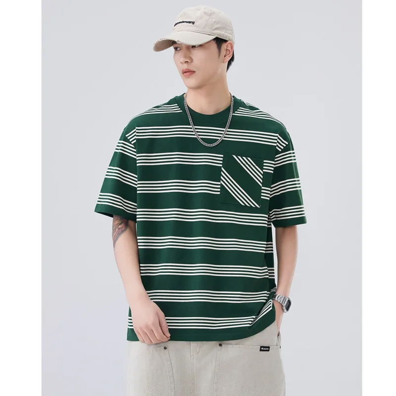 Men's Streetwear Striped Tee with Wide Armholes American Pockets Japanese Loose Fit Workshirt for Daily Casual
Men's Streetwear Striped Tee with Wide Armholes American Pockets Japanese Loose Fit Workshirt for Daily Casual