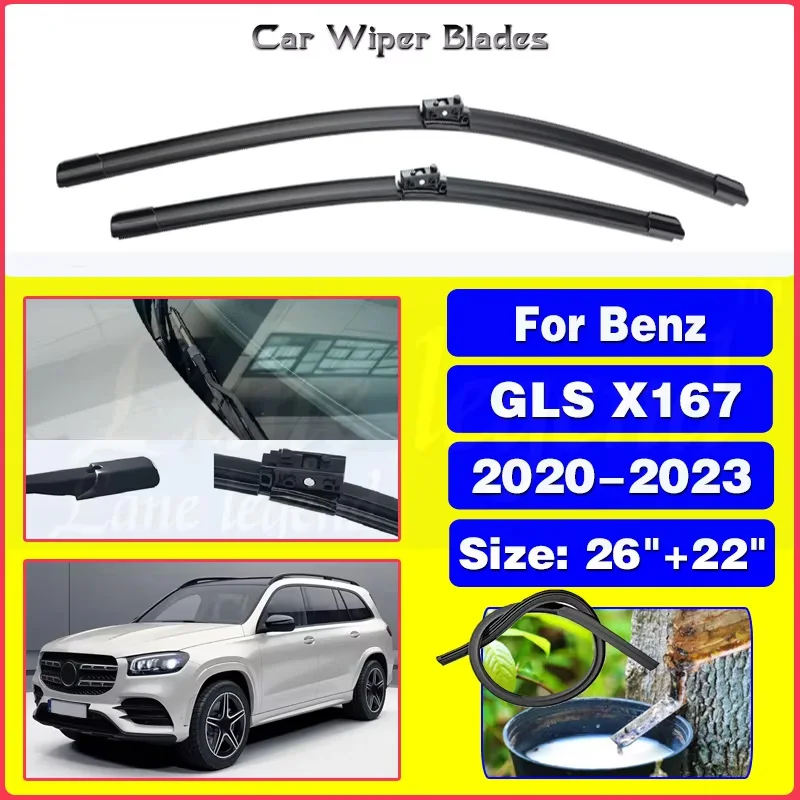 Front Wiper Blades For Mercedes Benz GLS X167 2020 2021 2022 2023 Windshield Windscreen Window Rain Brush Car Accessories 26"22"
Front Wiper Blades For Mercedes Benz GLS X167 2020 2021 2022 2023 Windshield Windscreen Window Rain Brush Car Accessories 26"22"