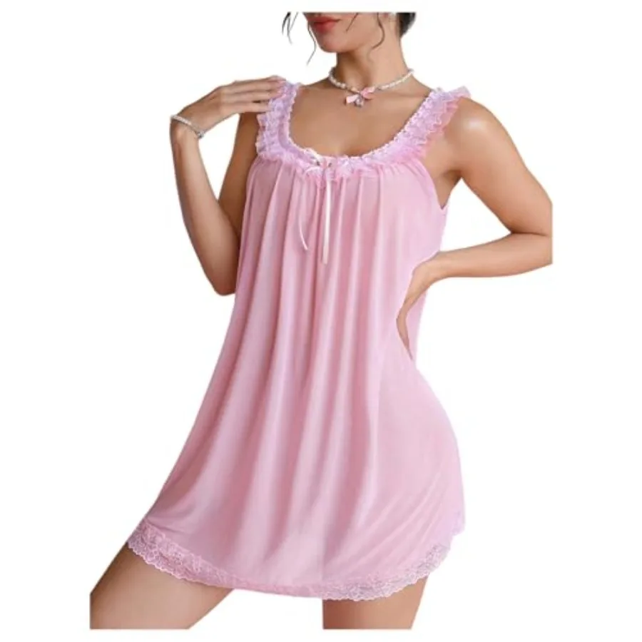 Floerns Women's Mesh Lace Trim Babydoll Nightgown Sleeveless Ruffle Hem Nightdress Sleepwear
Floerns Women's Mesh Lace Trim Babydoll Nightgown Sleeveless Ruffle Hem Nightdress Sleepwear