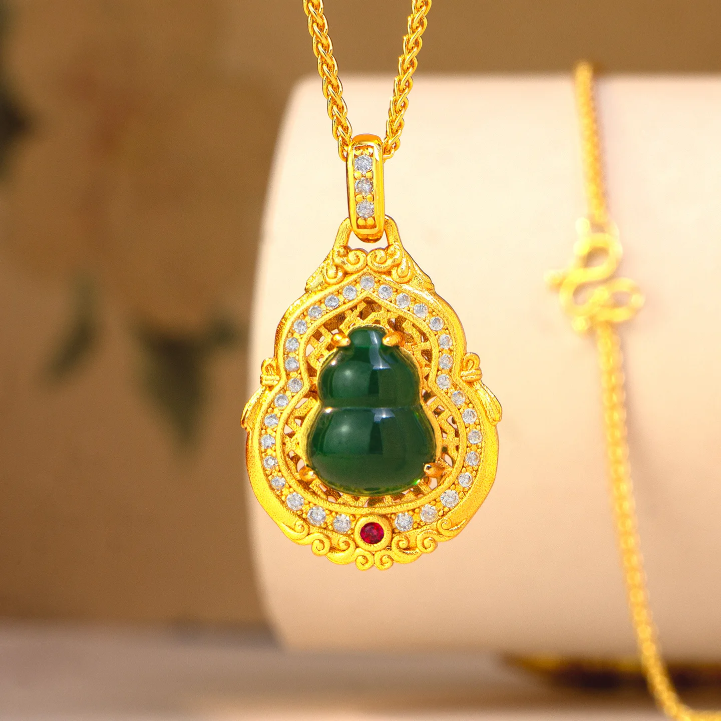 Luxury 24K 9999 Pure Gold real gold Women's Point Drill Gourd Pendant Necklace
Luxury 24K 9999 Pure Gold real gold Women's Point Drill Gourd Pendant Necklace
