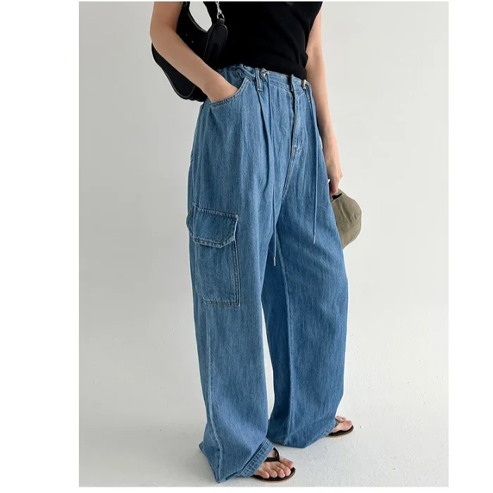 Trendy Drawstring Large Pocket Slimming Casual Pants Workwear Loose Fit High Waist Jeans for Young Women Spring Summer
Trendy Drawstring Large Pocket Slimming Casual Pants Workwear Loose Fit High Waist Jeans for Young Women Spring Summer