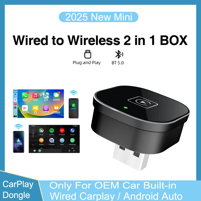 2in1 Wired to Wireless CarPlay Android Auto Adapter for OEM Car Stereo With USB Plug and Play For Volvo Benz Mg Kia Chery VW
2in1 Wired to Wireless CarPlay Android Auto Adapter for OEM Car Stereo With USB Plug and Play For Volvo Benz Mg Kia Chery VW