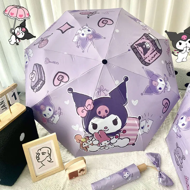 Sanrio Kawaii Anime Kuromi Umbrella Automatic Portable Folding Sunshade Girl Heart Cartoon Cute Protection Uv Gift for Kids
Sanrio Kawaii Anime Kuromi Umbrella Automatic Portable Folding Sunshade Girl Heart Cartoon Cute Protection Uv Gift for Kids