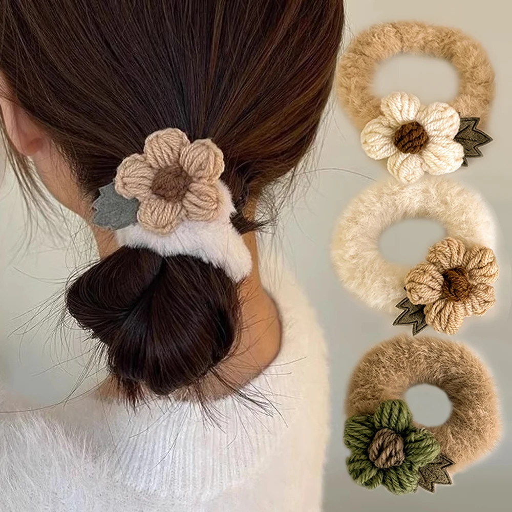 New Style Knitted Flower Charms Hair Ties No Damage Elastic Rubber Band For Thick Thin Hair Women Girls Plush Scrunchies
New Style Knitted Flower Charms Hair Ties No Damage Elastic Rubber Band For Thick Thin Hair Women Girls Plush Scrunchies