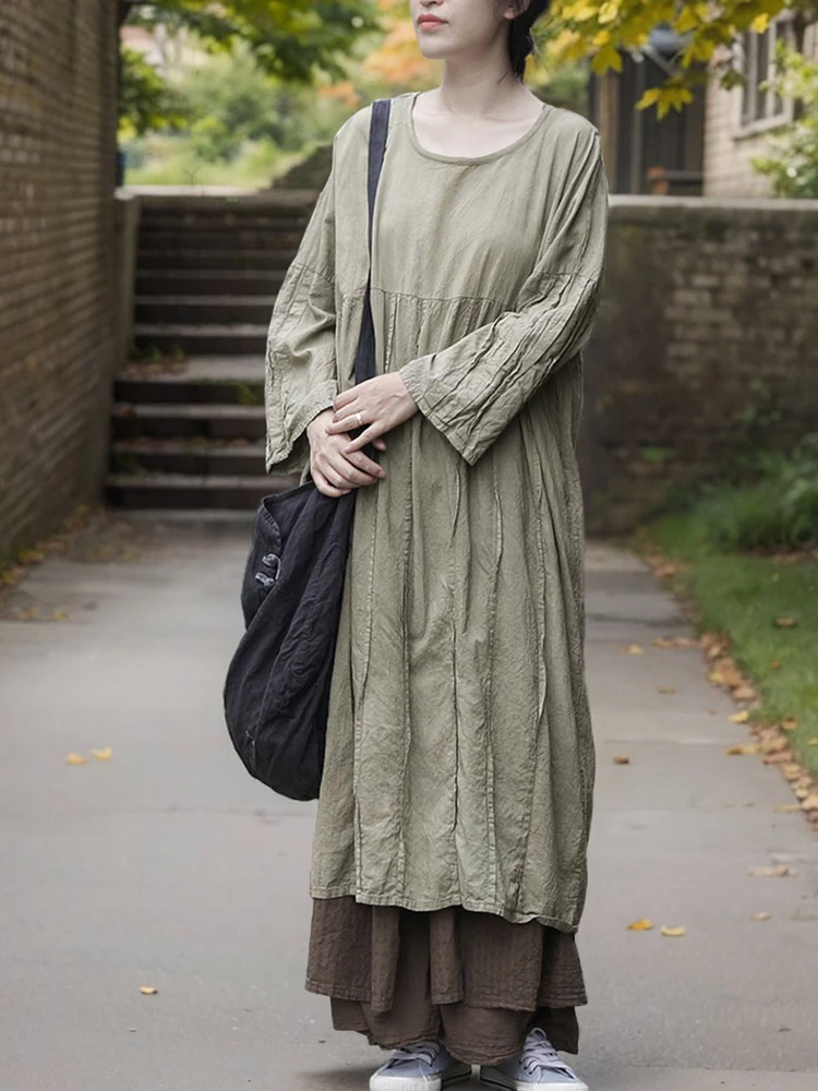Women Cotton Linen Long Dress New Arrival 2025 Spring Vintage Style O-neck Solid Color Loose Female Casual Dresses M1516
Women Cotton Linen Long Dress New Arrival 2025 Spring Vintage Style O-neck Solid Color Loose Female Casual Dresses M1516