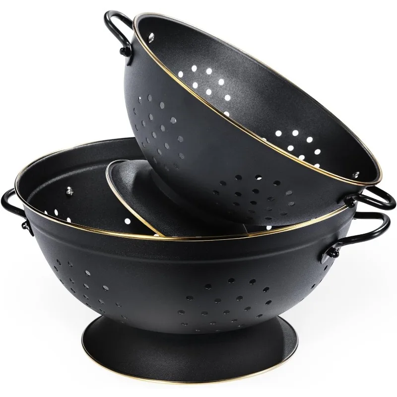 Metal Colander Set of 2, Strainer Basket with Handles perfect , Solid Base Powder Coated Self-draining Kitchen Colander Bowel
Metal Colander Set of 2, Strainer Basket with Handles perfect , Solid Base Powder Coated Self-draining Kitchen Colander Bowel