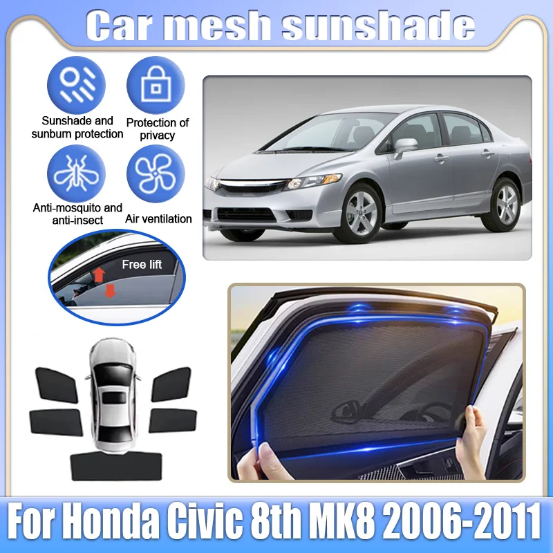 Солнцезащитные сетки для автомобиля Honda Civic 8-го поколения (MK8) Седан 2006-2011, магнитные шторки для окон, защита от солнца и комаров, автоаксессуары
Солнцезащитные сетки для автомобиля Honda Civic 8-го поколения (MK8) Седан 2006-2011, магнитные шторки для окон, защита от солнца и комаров, автоаксессуары