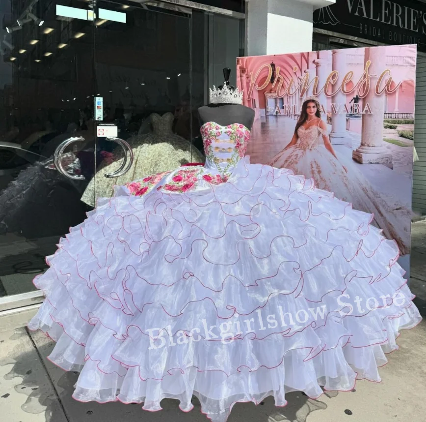 Фэнтезийные белые платья Quinceanera Мексики 15, роскошные платья-футляры с цветочной вышивкой, кружевные пышные платья принцессы на заказ, Vestidos De Gala 
Фэнтезийные белые платья Quinceanera Мексики 15, роскошные платья-футляры с цветочной вышивкой, кружевные пышные платья принцессы на заказ, Vestidos De Gala