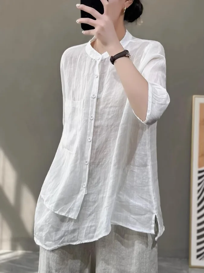 Artistic Sle Asymmetrical Loose Fit Women's irt Cotton Linen Material Summer Vintage Collar f Sve Irregular Top
Artistic Sle Asymmetrical Loose Fit Women's irt Cotton Linen Material Summer Vintage Collar f Sve Irregular Top