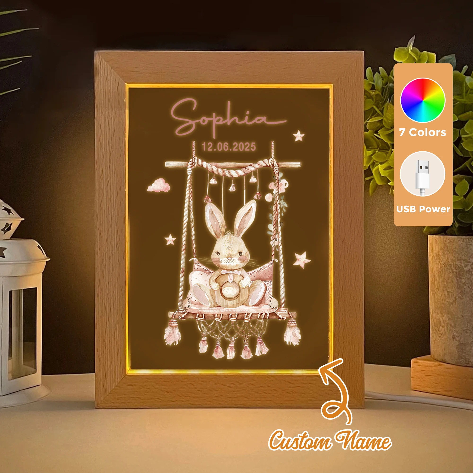 2D Flat Custom Name Cartoon Swings And Rabbits LED Acrylic Night Light Wood Photo Frame 21x17cm Child Bedroom Gifts Home Decor
2D Flat Custom Name Cartoon Swings And Rabbits LED Acrylic Night Light Wood Photo Frame 21x17cm Child Bedroom Gifts Home Decor