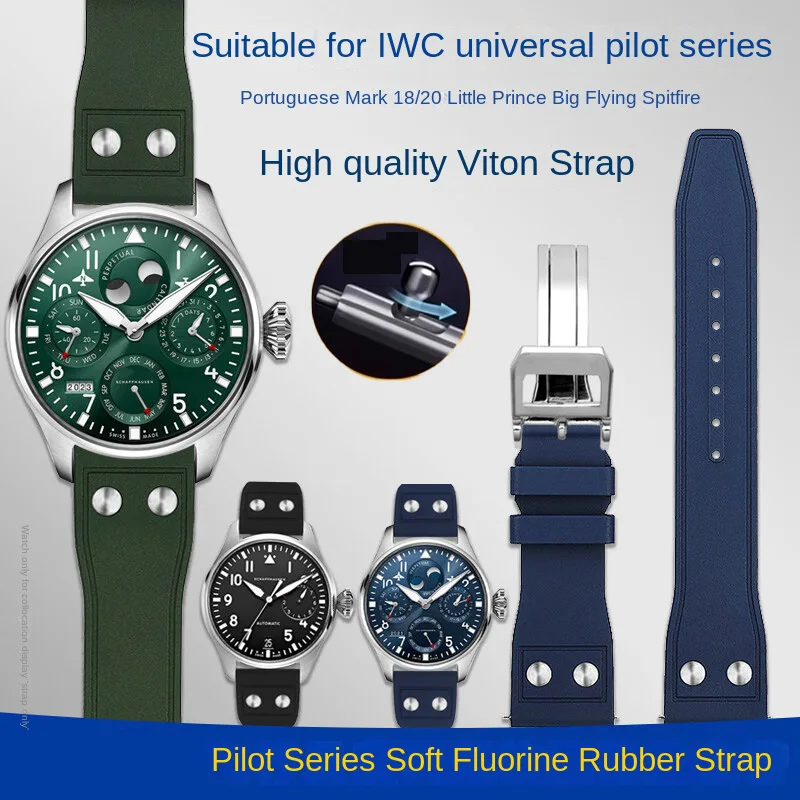 20mm 21mm 22mm Fluororubber FKM Rubber Watchband For IWC Big Pilot Portofino TOP GUN With Rivet Folding buckle men's Watch Strap
20mm 21mm 22mm Fluororubber FKM Rubber Watchband For IWC Big Pilot Portofino TOP GUN With Rivet Folding buckle men's Watch Strap