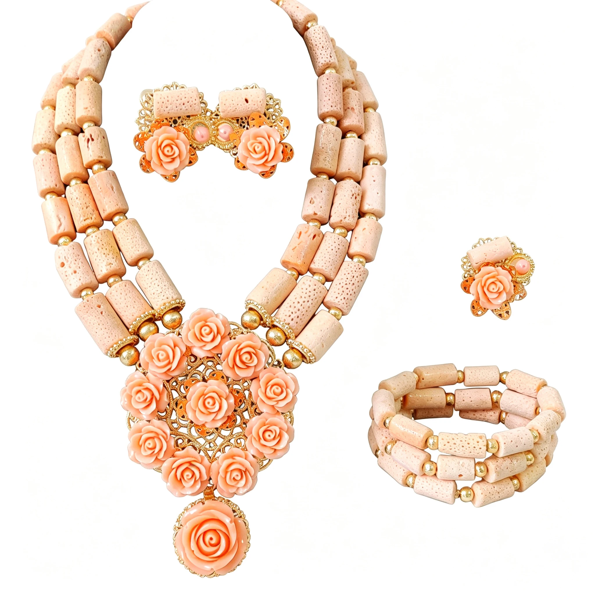 peach nigerian coral bead jewelry set wedding
peach nigerian coral bead jewelry set wedding