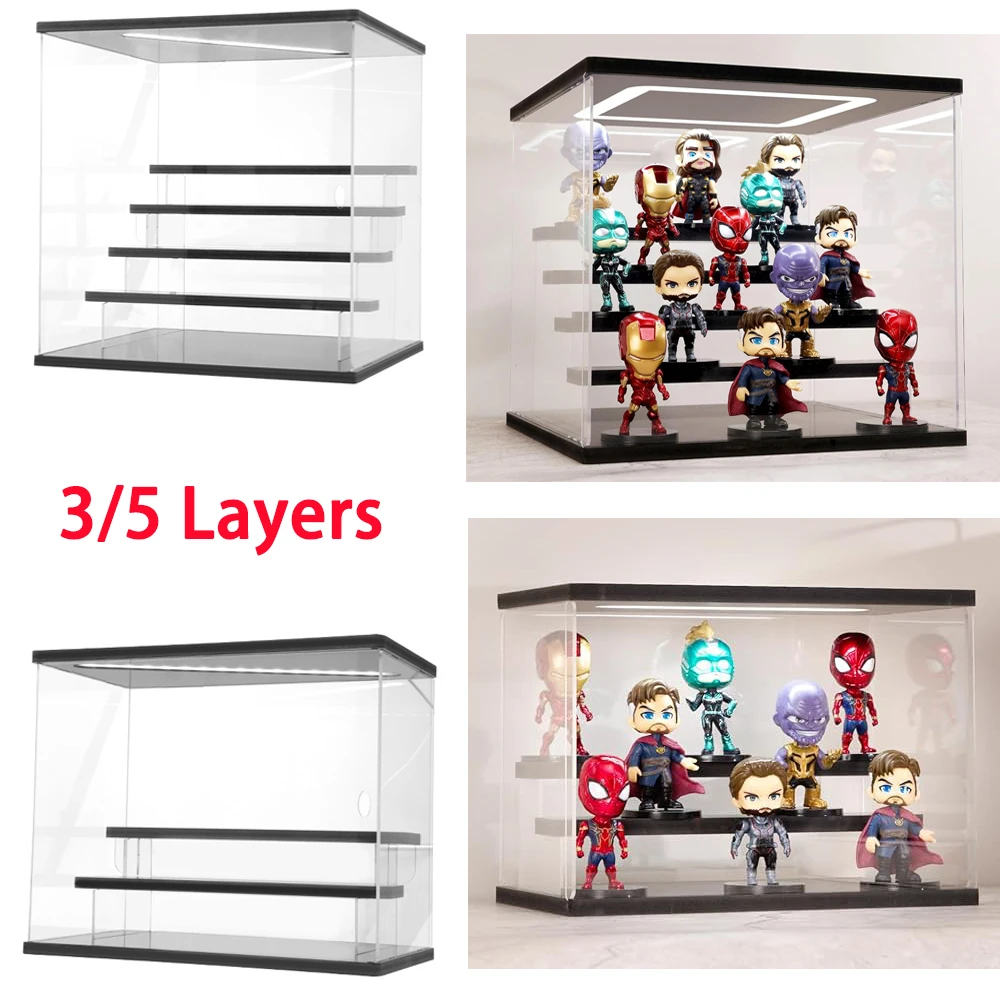 3/5 Layers Acrylic Display Case With LED Light Dustproof Figures Showing Case Box Transparent Blind Box Toys Showing Cabinet 
3/5 Layers Acrylic Display Case With LED Light Dustproof Figures Showing Case Box Transparent Blind Box Toys Showing Cabinet