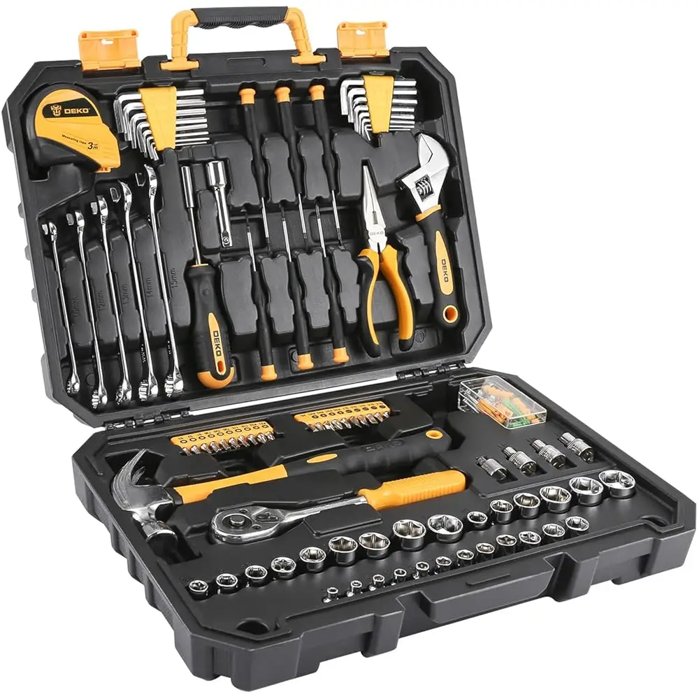 Pro 128 Piece Tool Set-General Household Hand Tool Kit, Auto Repair Tool Set, With Plastic Toolbox Storage Case
Pro 128 Piece Tool Set-General Household Hand Tool Kit, Auto Repair Tool Set, With Plastic Toolbox Storage Case