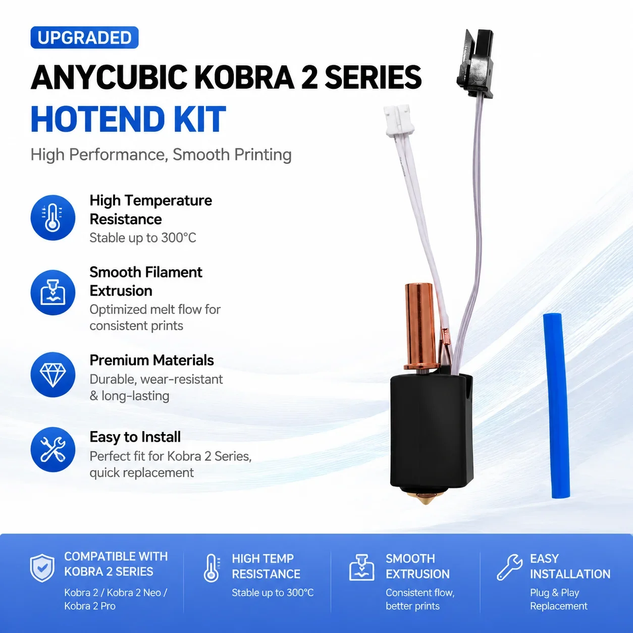 Upgrade Hotend for Anycubic Kobra 2 Thermistor Heater Cartridge 0.4mm Print Head Hot End for Kobra2 Plus/Neo/Pro/Max 3D Printer
Upgrade Hotend for Anycubic Kobra 2 Thermistor Heater Cartridge 0.4mm Print Head Hot End for Kobra2 Plus/Neo/Pro/Max 3D Printer