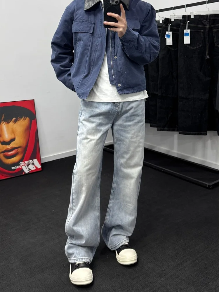Handmade Ice Blue Casual Loose Straight Leg Men's Jeans Vintage High Street Style Spring Autumn Fashionable Long Trousers
Handmade Ice Blue Casual Loose Straight Leg Men's Jeans Vintage High Street Style Spring Autumn Fashionable Long Trousers