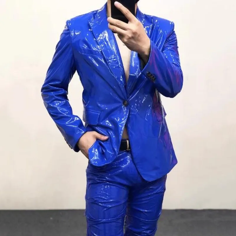 Men's Mirror Bright Leather Suit Coat Men Nightclub Performance PU Blazers Clothes Bodybuilding Fashion Jacket Plus Size Outwear
Men's Mirror Bright Leather Suit Coat Men Nightclub Performance PU Blazers Clothes Bodybuilding Fashion Jacket Plus Size Outwear