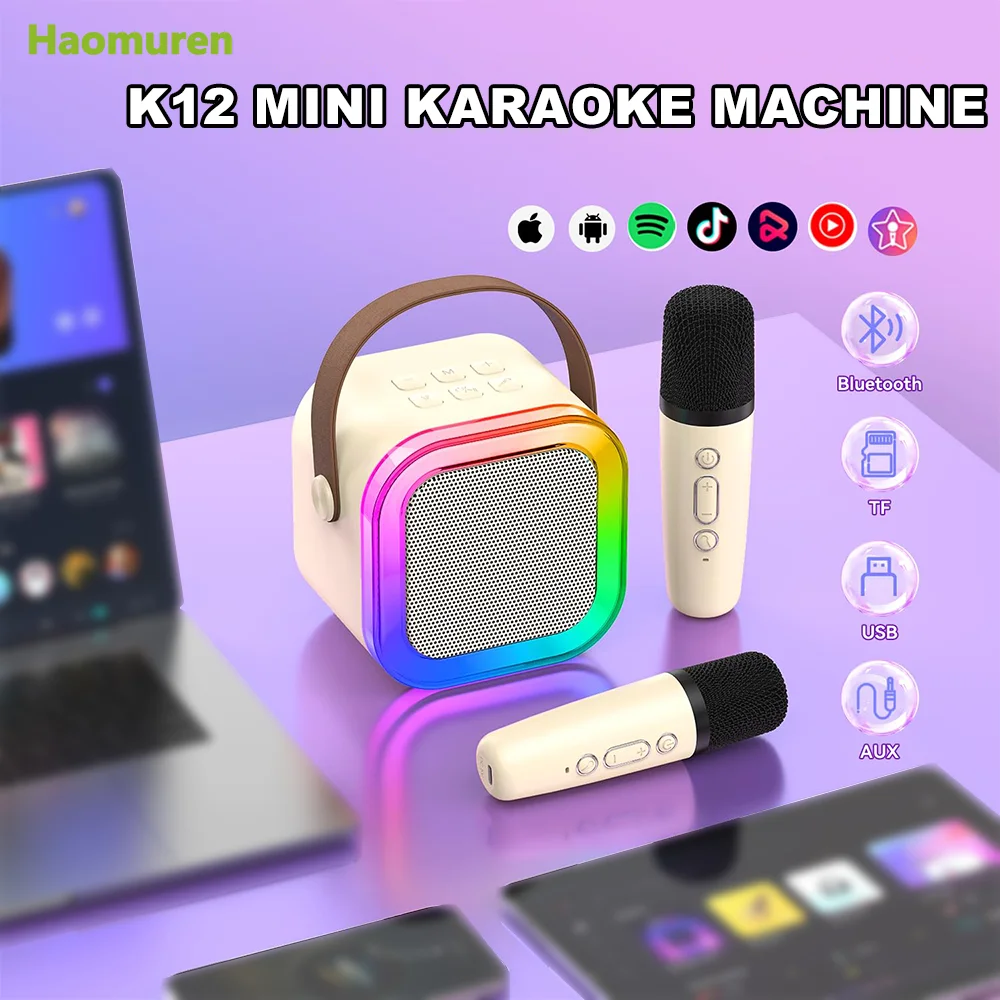 Haomuren K12 Mini Karaoke Portable Bluetooth Speaker with 2 Wireless Mics for Family Gatherings, Camping, Children's Gifts
Haomuren K12 Mini Karaoke Portable Bluetooth Speaker with 2 Wireless Mics for Family Gatherings, Camping, Children's Gifts