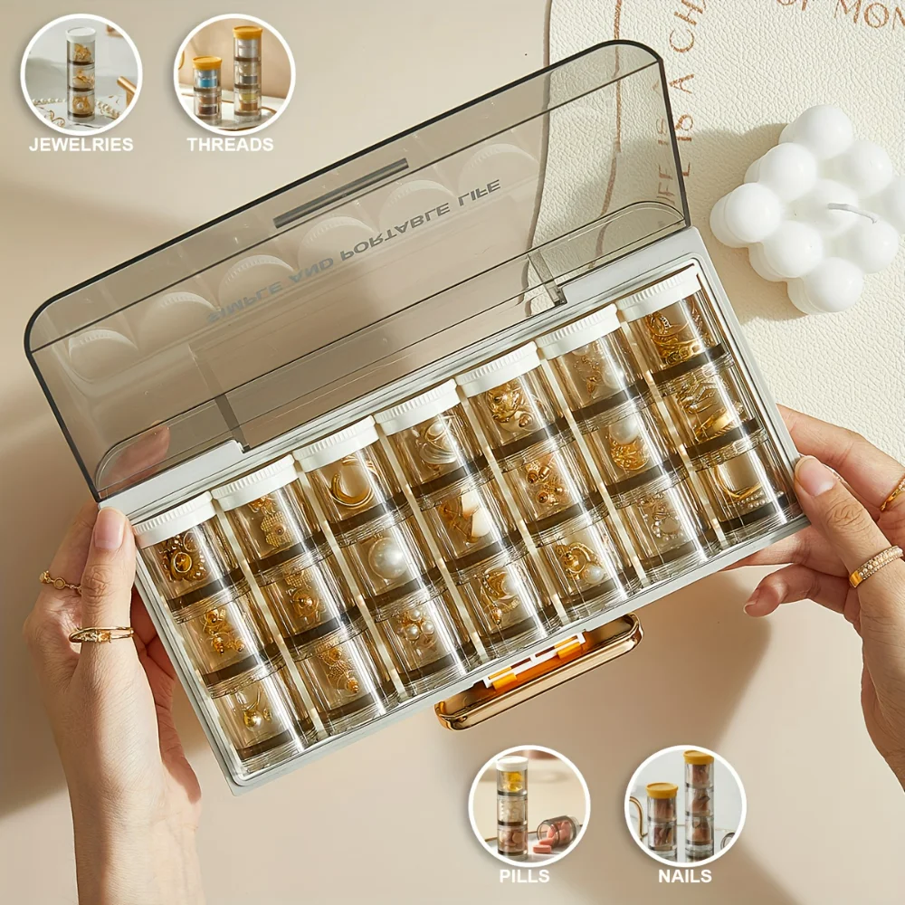 1pc Stylish Transparent Jewelry Organizer Case - Compact Travel for Earrings, Bracelets, Necklaces & Rings - Secure, Lightweigh
1pc Stylish Transparent Jewelry Organizer Case - Compact Travel for Earrings, Bracelets, Necklaces & Rings - Secure, Lightweigh