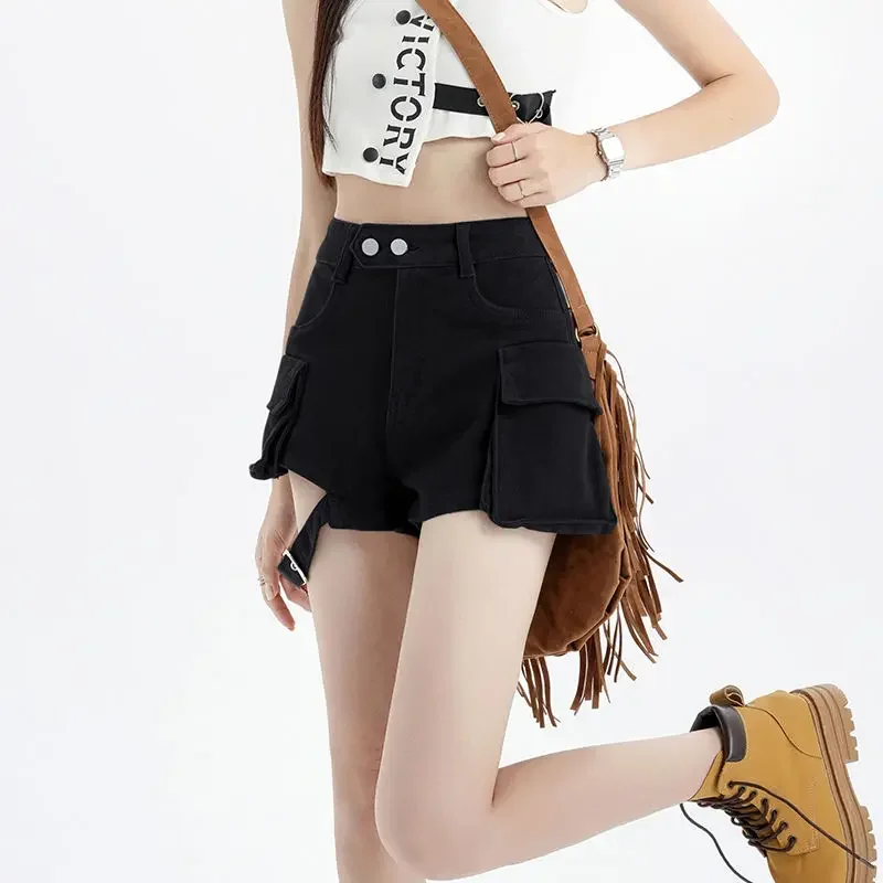 Outdoor Retro With Waist Pocket Denim Shorts for Women Stretchy Hot Harajuku Fashion Japanese 2000s Style Short Jean Pants Woman
Outdoor Retro With Waist Pocket Denim Shorts for Women Stretchy Hot Harajuku Fashion Japanese 2000s Style Short Jean Pants Woman