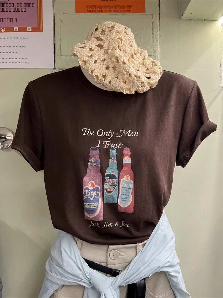 American Sle Retro Sweet Cool Casual Cartoon Print round Ne ort Sve Women's T-irt Summer New Arrival Top for Ladies
American Sle Retro Sweet Cool Casual Cartoon Print round Ne ort Sve Women's T-irt Summer New Arrival Top for Ladies