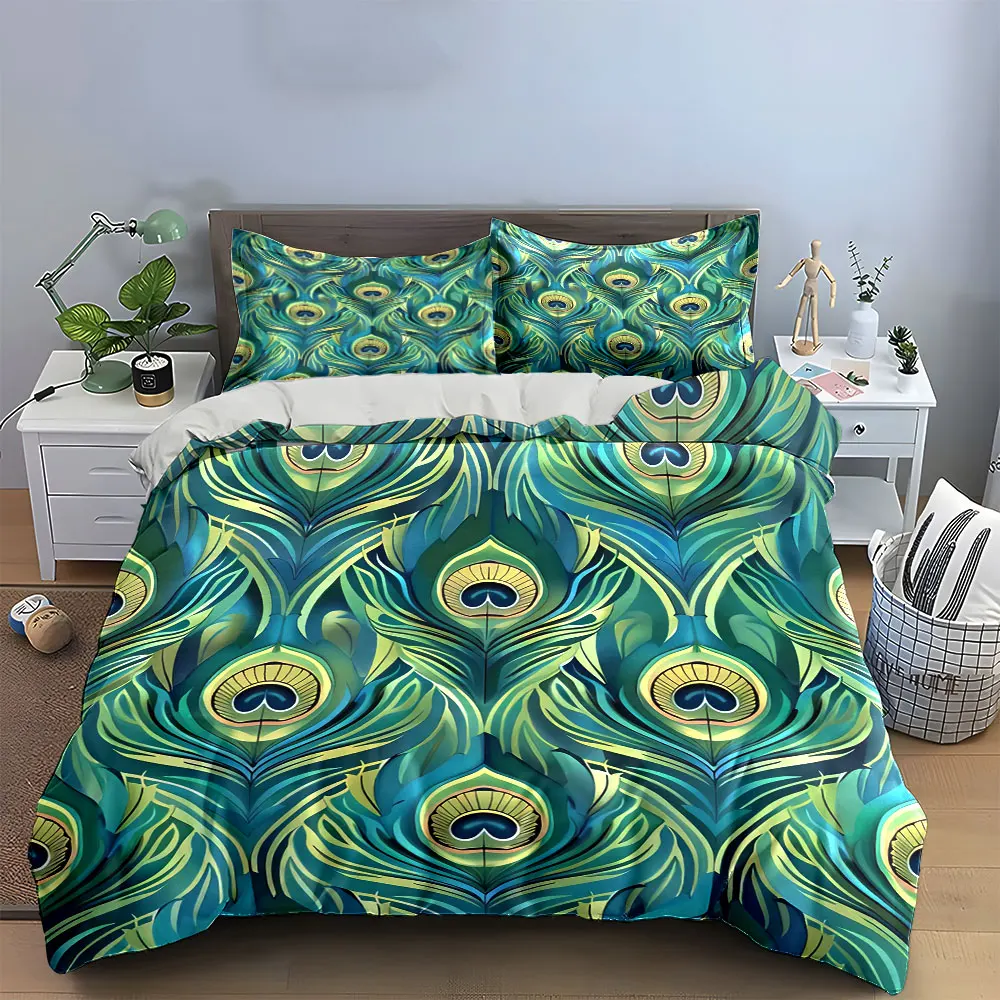 Peacock Feather Pattern Decor Set Bedding Set with 1 Duvet Cover 2 Pillowcases Single Double King Queen, Gift
Peacock Feather Pattern Decor Set Bedding Set with 1 Duvet Cover 2 Pillowcases Single Double King Queen, Gift