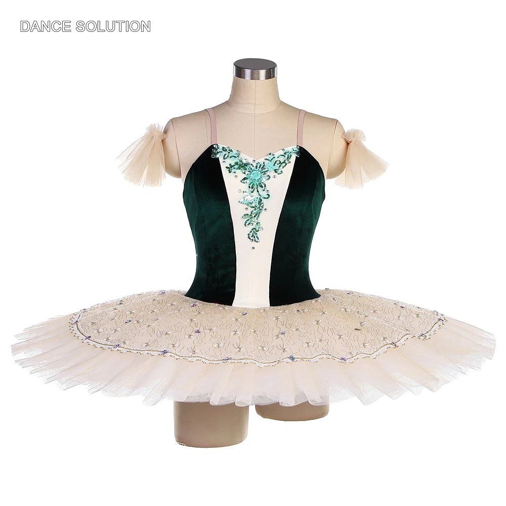 Professional Ballet Tutu Costume Dark Green Velvet Bodice with Ivory Pancake Tutu Skirt Ballet Outfit for Women & Girls BLL546
Professional Ballet Tutu Costume Dark Green Velvet Bodice with Ivory Pancake Tutu Skirt Ballet Outfit for Women & Girls BLL546