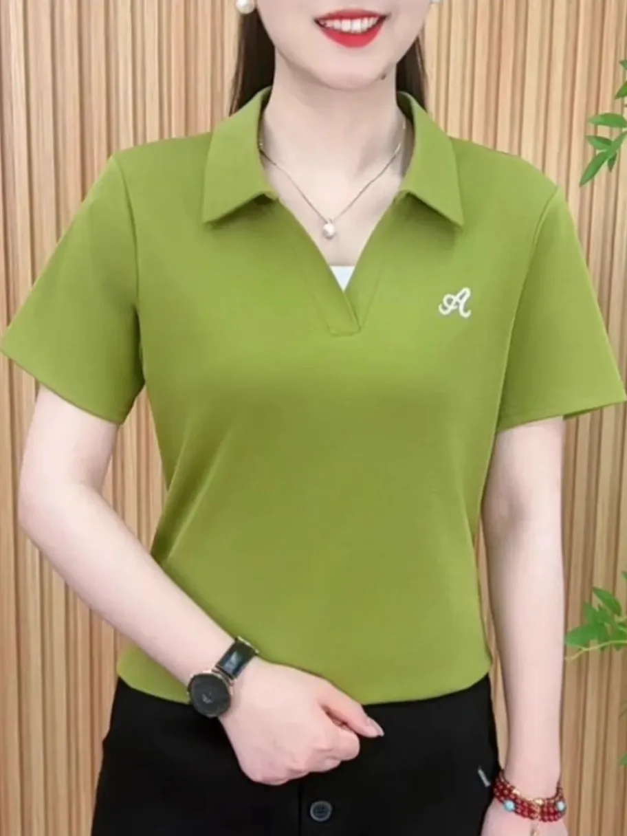 Summer 2026 New Style Women's Fashionable Short Sleeve Neck Embroidered Slimming Top Fake Two-Piece Versatile Mommy Wear
Summer 2026 New Style Women's Fashionable Short Sleeve Neck Embroidered Slimming Top Fake Two-Piece Versatile Mommy Wear
