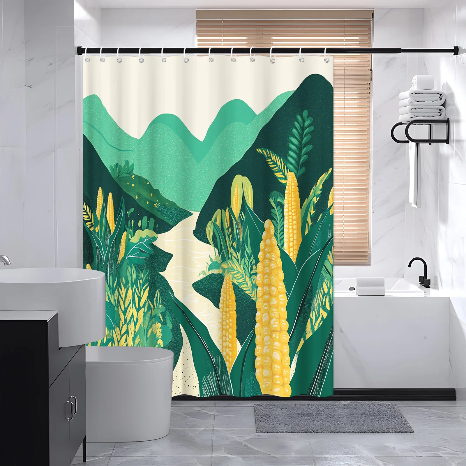Serene Cornfield & River Landscape Bath Curtain - Polyester, 70.8x70.8In, 12 Hooks, Machine Washable, Peaceful Rural Design
Serene Cornfield & River Landscape Bath Curtain - Polyester, 70.8x70.8In, 12 Hooks, Machine Washable, Peaceful Rural Design