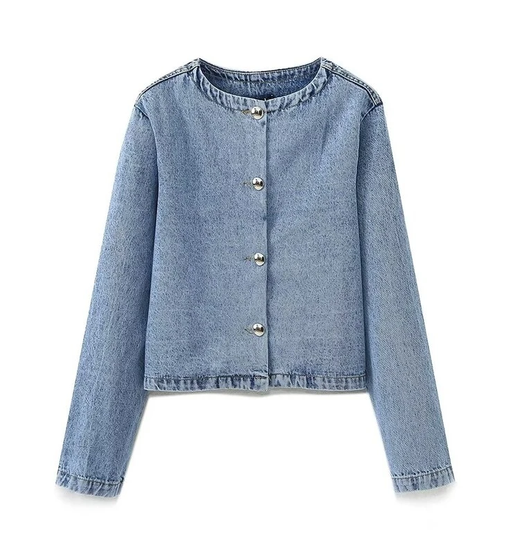 Loose Fit Women's Denim Jaet ort Outerwear Autumn New Sle Button Decorated Versatile Slimming Faion 660
Loose Fit Women's Denim Jaet ort Outerwear Autumn New Sle Button Decorated Versatile Slimming Faion 660
