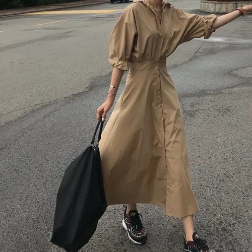 French Retro Long Dress Women's Spring 2024 New Lapel Shirt Style Slim Waist Slimming Street Style Solid Color Design Dress
French Retro Long Dress Women's Spring 2024 New Lapel Shirt Style Slim Waist Slimming Street Style Solid Color Design Dress