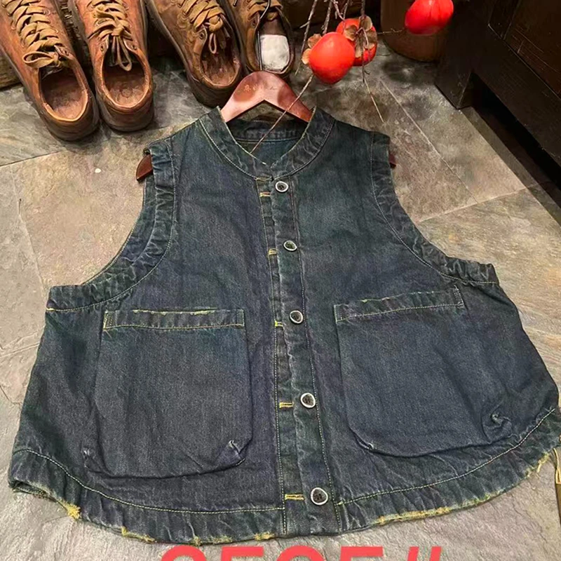 Новое поступление 2025 года, осенняя женская повседневная свободная однобортная верхняя одежда и пальто с круглым вырезом, хлопковый джинсовый жилет с карманами в стиле пэчворк S168
Новое поступление 2025 года, осенняя женская повседневная свободная однобортная верхняя одежда и пальто с круглым вырезом, хлопковый джинсовый жилет с карманами в стиле пэчворк S168