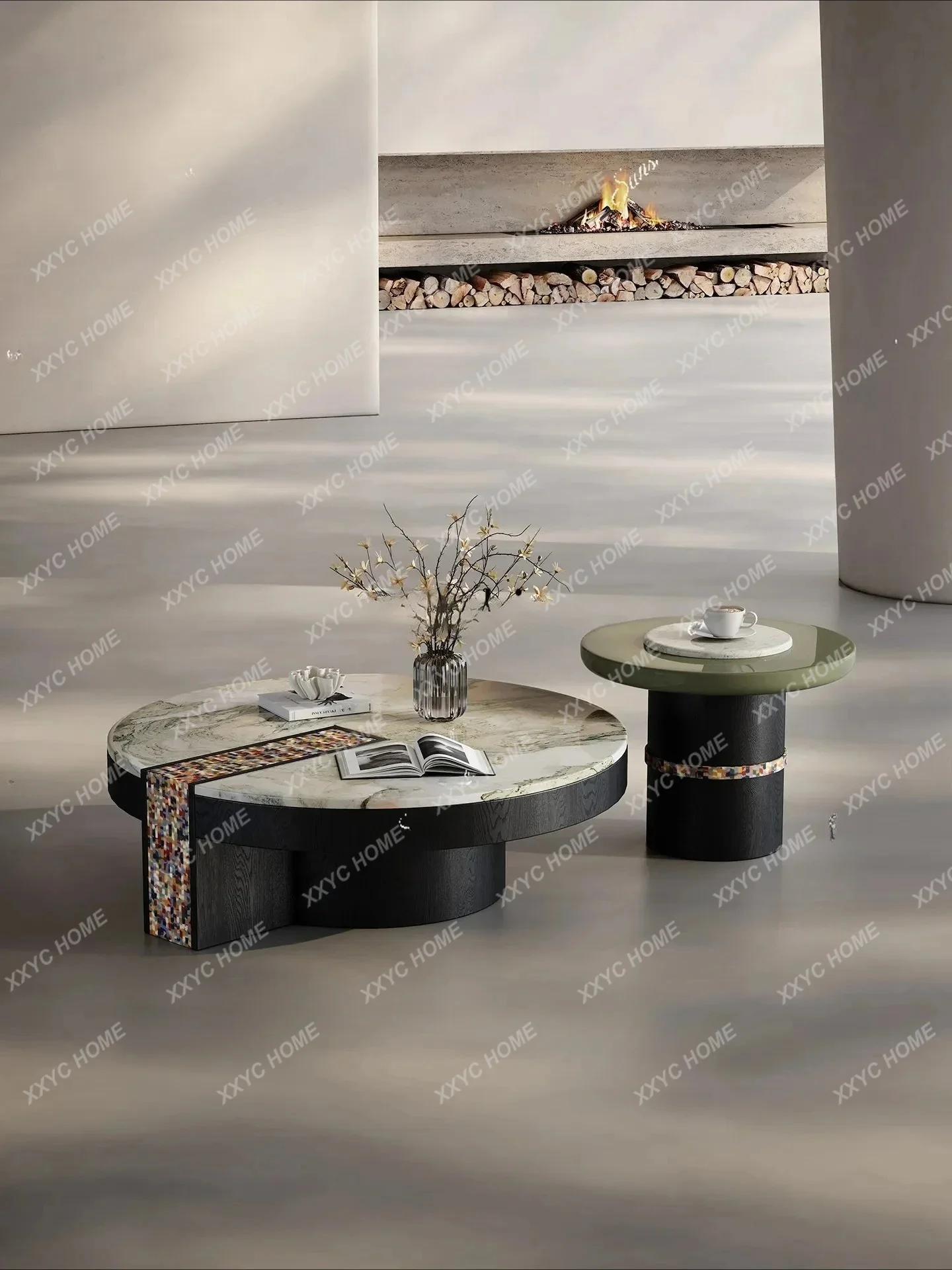 Q minimalist luxury stone round coffee table combination living room home
Q minimalist luxury stone round coffee table combination living room home