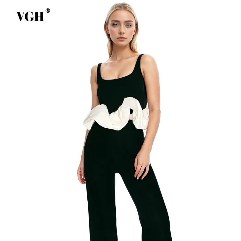 VGH Casual Hit Color Patchwork Ruffle Top For Women Square Collar Sleeveless Minimalist Slimming Tank Tops Female Fashion New
VGH Casual Hit Color Patchwork Ruffle Top For Women Square Collar Sleeveless Minimalist Slimming Tank Tops Female Fashion New