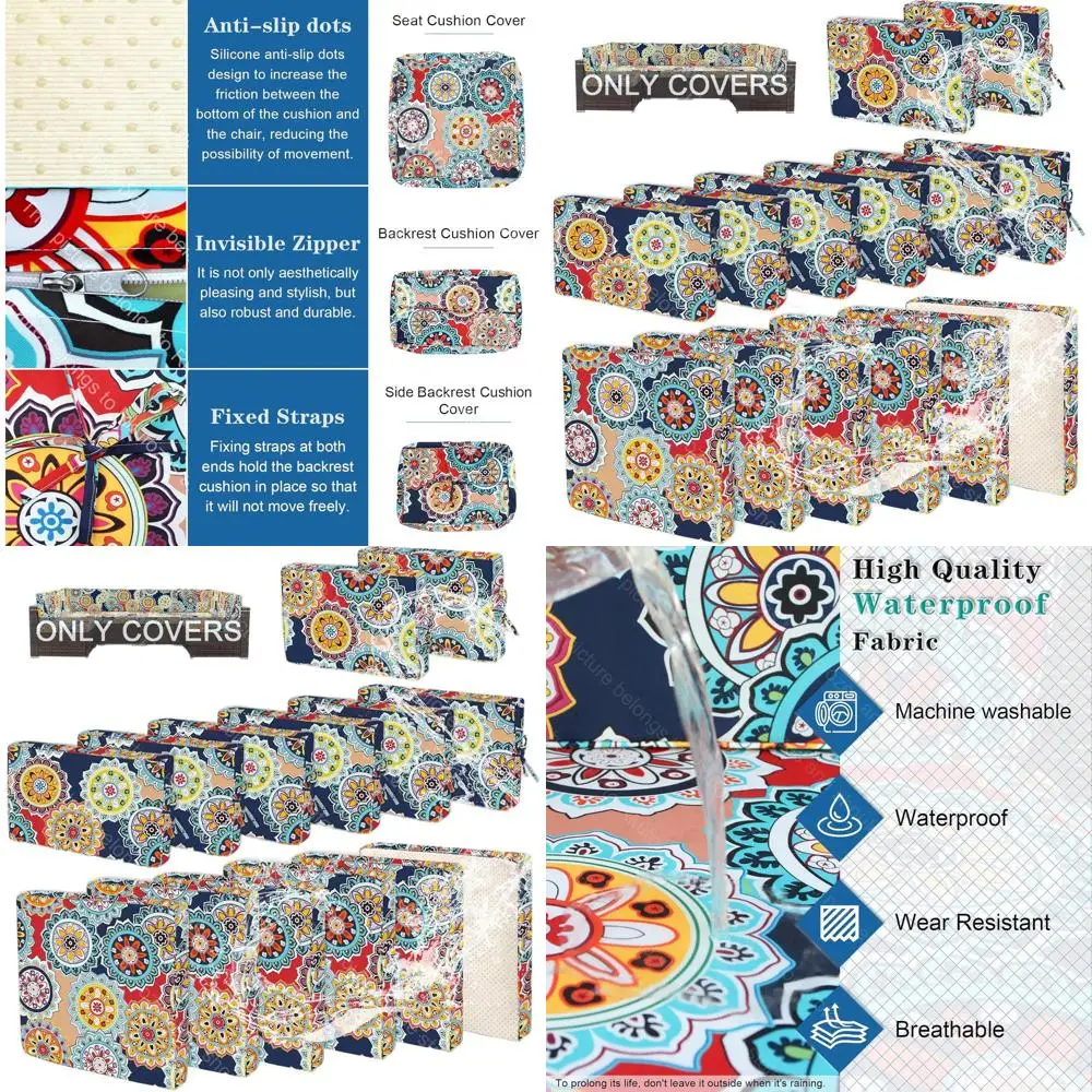 Набор из 14 чехлов для подушек для патио или 7-предметный комплект для уличной секционной мебели с водонепроницаемым чехлом и 2 декоративными подушками с мандалами
Набор из 14 чехлов для подушек для патио или 7-предметный комплект для уличной секционной мебели с водонепроницаемым чехлом и 2 декоративными подушками с мандалами