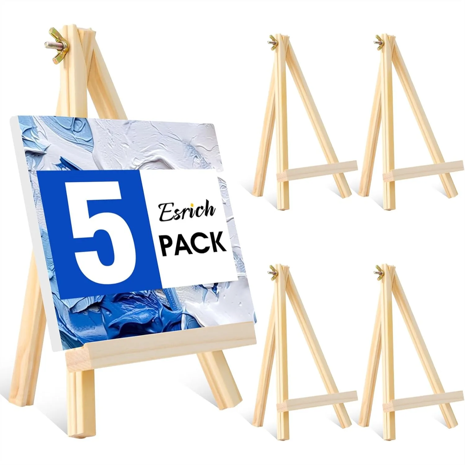 5 Pack 9in Wood Easels for Tabletop Painting Display, Portable Canvas Picture Sign Holder for Kids Art Party
5 Pack 9in Wood Easels for Tabletop Painting Display, Portable Canvas Picture Sign Holder for Kids Art Party