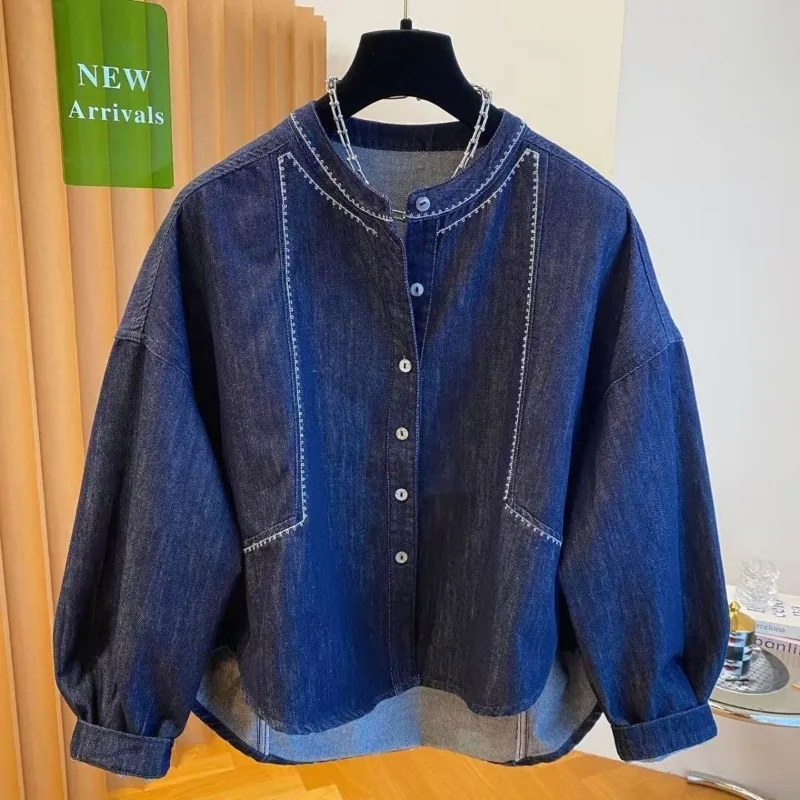 Women's Autumn 2025 New Loose Casual Super Good-looking Thin Round Neck Denim Shirt Jacket
Women's Autumn 2025 New Loose Casual Super Good-looking Thin Round Neck Denim Shirt Jacket